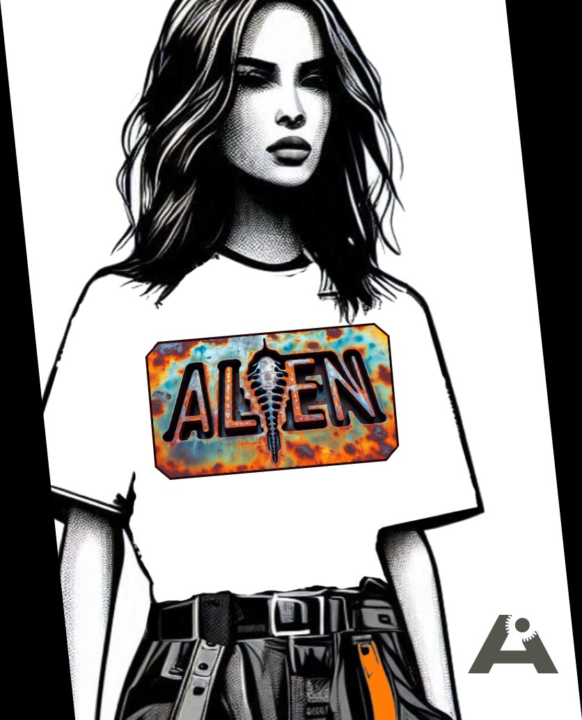 laser cut in steel from alien industries this unearthly design is bold and unsettling. probably cut from crashed ufo parts and reassembled by extraterrestrial beings.